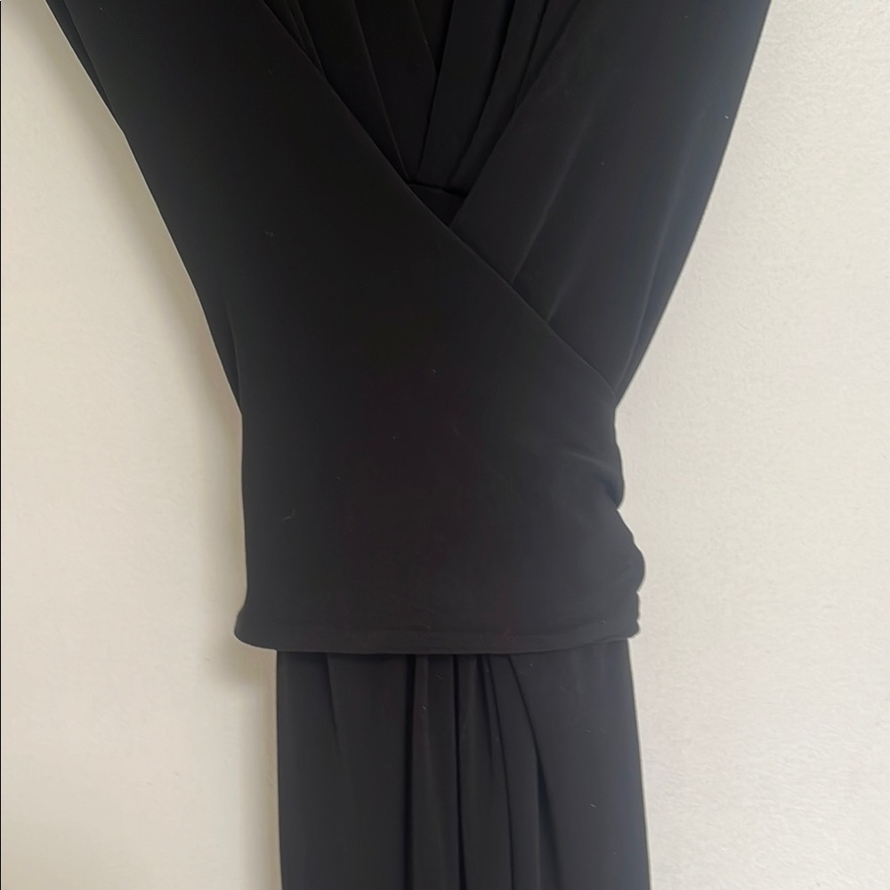 Michael Kors Black A-line V-neck High-Low Tie Waist Maxi Dress 8 - Picture 4 of 8
